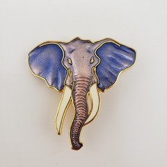 William Spear Elephant Brooch Pin Purple Enamel Gold Tone Vintage 1989 Eclectic