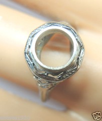 Antique Belais Art Deco Setting 14K White Gold Mounting Mount Hold-7.2-7.3MM