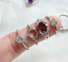 Huge Lot Of 35 Silvertone Costume Vintage Rings Various Sizes Mixed