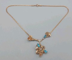 Loran Sim 14 Kt Plated Aqua & Clear 14.5″ Necklace & Screw-On Earrings