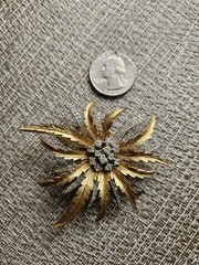 Vintage Signed Jomaz Joseph Mazer Rhinestone Chrisanthemum Brooch Pin