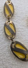 Yellow Thermoset In Gold Tone Necklace & Matching Clip Earrings Set Vintage