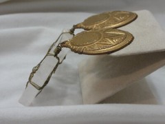 Vintage Clip On EARRINGS Clear Rock Crystal Stone Drop / Dangle GOLD TONE