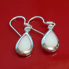925 Pink Chalcedony Teardrop 1in Drop Earrings Sterling Silver Bezel Set Pear