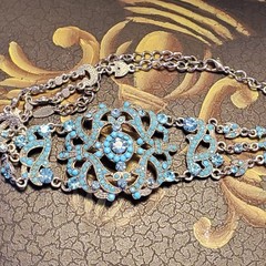 VCLM Aqua Crystal Turquoise Rhinestone Choker – High End Costume Piece Marked