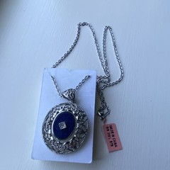 Silver Tone Oval Cameo Portrait Pendant Necklace, 19 inches long
