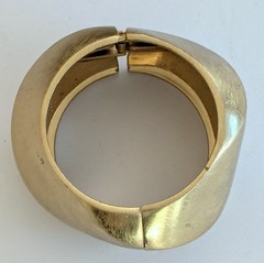 Signed RJG Graziano Large Modernist Metal Hinged Clamp Bracelet