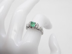 $5K 1.50ct AAA+++ Princess Cut Natural Emerald VS G Diamond 14k White Gold Ring