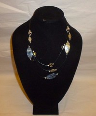 Vintage Artisan Glass, Swirl Plastic& Silvertone Metal Fashion Necklace – FN0024