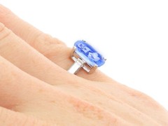Antique 2.46 ct Sapphire and 0.38 ct Diamond, 18 ct White Gold Dress Ring