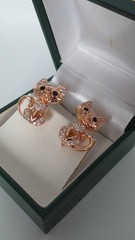 Vintage 1990s 14 Ct Rolled Gold Zircons Cat Earrings-Hallmarked 585 RG!!!