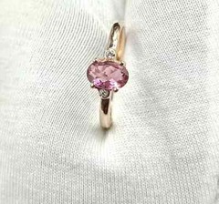 Oval Cut Pink Tourmaline Ring 14K Rose Gold Diamond Ring Gemstone Stacking Ring⭐