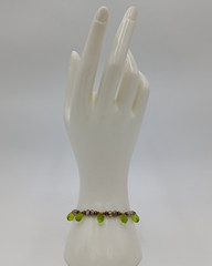 VTG 925 Green Teardrop Crystal and Pearl Bracelet 7in Sterling Silver 7g Toggle