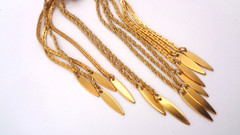 Vintage Monet Multi Strand Gold Tone with Chain Dangle Statement Choker Necklace