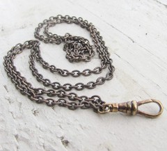 Vtg Lanyard Necklace Bronze Tone Chain 29″ Charm Holder Men Unisex