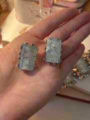 VINTAGE Gorgeous Confetti Lucite Thermoset Silver tone Bracelet & Clip Earrings