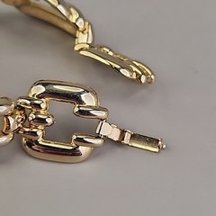 Vintage Chain Bracelet 21mm Glossy Gold Tone 7.25″