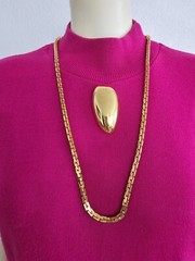 MONET 2 pc heavy 15″ chain and 2 1/2″ by 1 1/2″ shinny pin Statement pieces