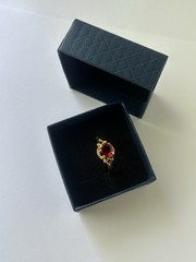 Vintage Red Cubic Zirconia Ring Gold Plated Womens Size 10