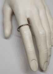 18k White Gold Art Deco wedding Band Ring forget me not flower eternity antique