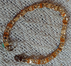 Vintage Multi Color Nugget Polished Goldtone Bracelet 7-1/2 Inches