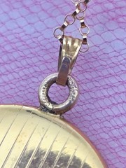 Large Vintage LOCKET Pink Rose Gold Antique Gold Filled Y GF Necklace Pendant