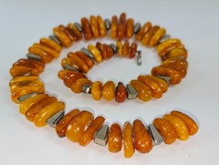 Butterscotch and Egg Yolk Amber and Sterling Silver Collar Necklace
