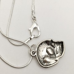 Silver Tone Costume Skull Charm Pendant Snake Chain Necklace 18” #22