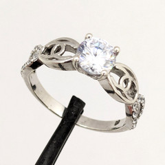 Vintage Elegant RING Sterling Silver 925 with Chic Stone -size: 8US (18mm) | #36