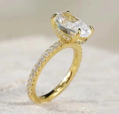 3CT Oval Cut Lab-Created Diamond Solitaire Wedding Ring 14K Yellow Gold Plated