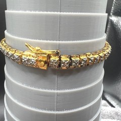 Vintage Tennis Bracelet Sterling Silver Gold Vermeil CZ FAS Safety Box 7″ 12g