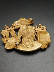 AJC vintage “LADY LUCK” gold tone 3D intricate details brooch