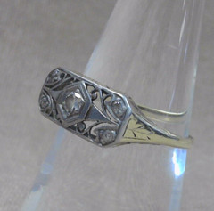 Antique 14K Yellow Gold and Platinum 5-Stone Diamond Ring Sz. 6.25 * JJ399