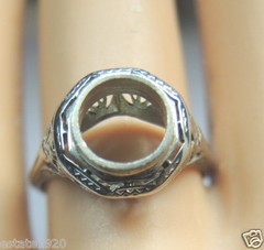 Antique Belais Art Deco Setting 14K White Gold Mounting Mount Hold-7.2-7.3MM