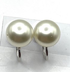 Vintage JMS Signed 12K Gold Filled & Simulated Pearl Screw Back Earrings