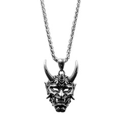 Halloween Vintage Necklace Ghost Face Pendant Zinc Alloy Men Women 45+5cm