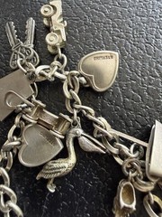 Vintage Sterling Silver Guilloche Hearts Turtle Articulated 19 Charms 44g