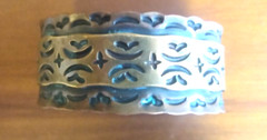 Vintage Brass Stamped Copper and Brass Cuff Bracelet Artisan Metal Art