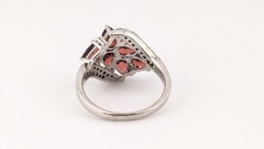 Vintage Sterling Silver Ring Garnet Cluster Pear Pavé Floral BBJ 925 Size 8