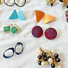 Vintage Colorful Pierced Earrings Lot Of Over 30 Pairs! Retro 70s & 80s Unique!