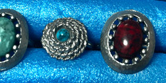 Vtg Multi Color Stone Tone Ring Adjustable Lot R3155
