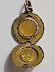 Victorian Petite Rose Gold Fill Round Photo Locket Charm “C” Monogram Antique