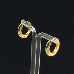 Hoop Earrings Gold Tone Huggie Pierced .75″