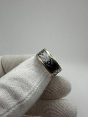 Vintage 875 Silver Ring Northern Niello USSR Size 8.5 Ethnic Band – 6.26g