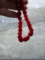 Wonderful Amber Cherry Bakelite Necklace 57 Grams (10 Beads Have No Marble)