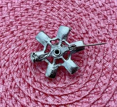 Vintage Signed Coro Rhinestone Pin Brooch Six Spokes Grandmother’s Brooch/Pin