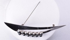 Large Carsi Sterling 0.925 Silver Mid-Century Pin Brooch Modernist Bubble 3 5/8″