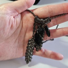Dark gray silver tone necklace 37-39″