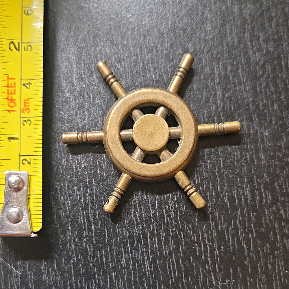 Small Brass Ship Wheel Nautical Maritime Decor Display Piece Pendant