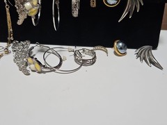 12 Prs Vintage Pierced Earrings Studs Fishhook Dangle Drop Hoops Mixed Lot